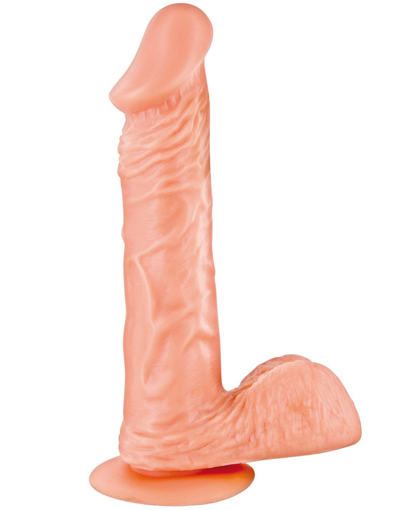 Gode réaliste veiné avec testicules et ventouse 18cm 